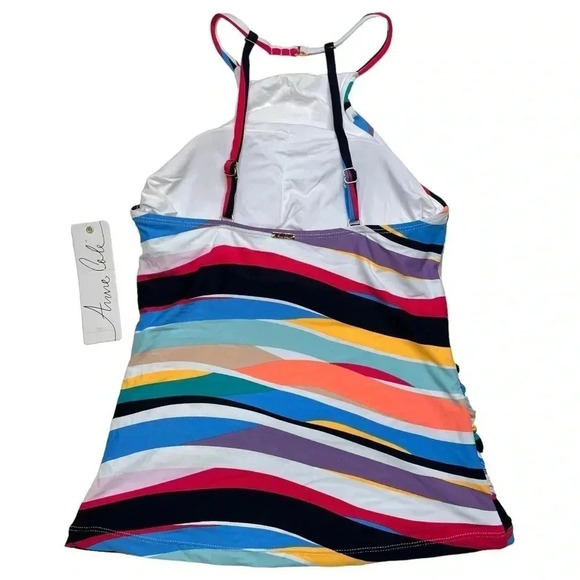 Anne Cole Womens XS Wavy Stripe Halter Tankini Swim Top - Picture 14 of 14